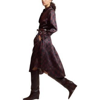 Cynthia Rowley Pintuck Silk Charmeuse Shirt Dress in Black/burgundy at Nordstrom, Size X-Small