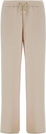Herno Elastische taille rechte broek - Dames - Wijde Broeken - Beige - S - Broeken