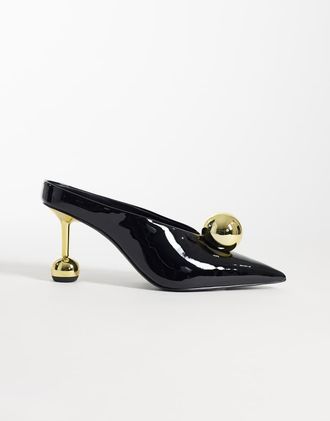 JW PEI Sofia - Sabot con tacco obliquo nero e oro-Multi