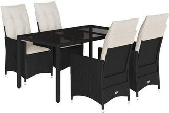 vidaXL Set De Muebles Jard&iacute;n 5 Pzas Con Cojines Rat&aacute;n Sint&eacute;tico Negro Vidaxl