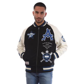 Avirex Mens Spring Embroidered Ribbed Cuff Bomber Jacket in Black - Size X-Large