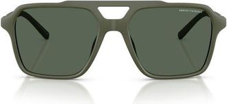 A|X Armani Exchange 57mm Pilot Sunglasses in Matte Green /Dark Green at Nordstrom