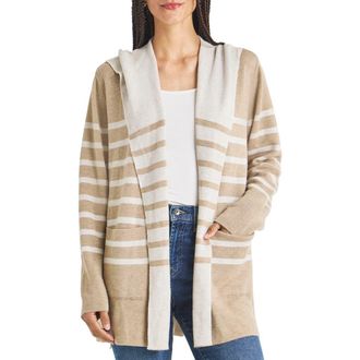 Splendid Syd Stripe Open Front Cardigan in Camel/oat at Nordstrom Rack, Size X-Small