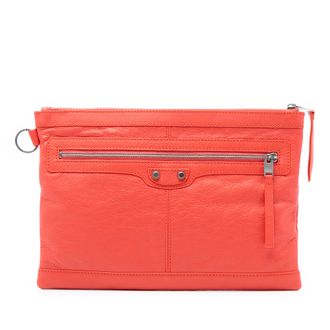 Balenciaga Tweedehands Lamsleer Motocross Classic Clip M Clutch