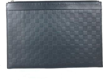 Louis Vuitton Black Onyx Damier Infini Clutch Bag Pochette Pouch (Pre-Owned)