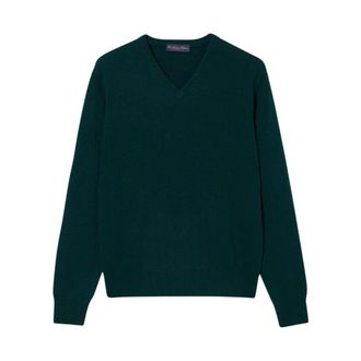 Brooks Brothers Truien & Vesten, Heren, Groen, M, Wol, Wol-kasjmier V-hals Trui