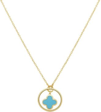 Italian Gold, Inc 14K Turquoise Clover Pendant