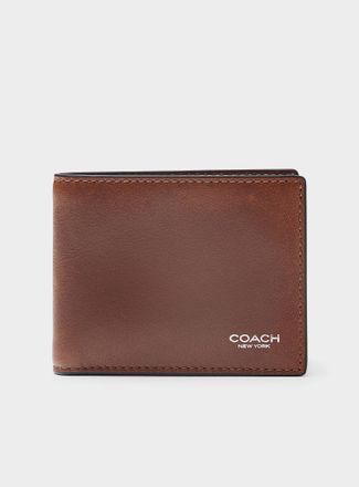 Coach Mens Distressed-finish minimalist wallet