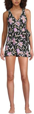 Lands End Side Tie Mini Swim Dress Swimsuit in Tropic Floral/rich Olive at Nordstrom, Size 6