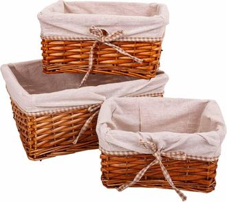 Wanderlust Deco Wanderlust Deco - Set 3 Cestos De Mimbre Forrados Marrones