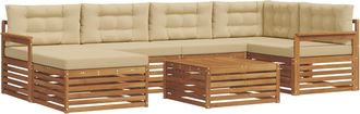 vidaXL Conjunto De Sof&aacute;s De Exterior 7 Uds. Natural Y Beige Vidaxl