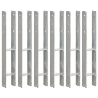 vidaXL Vidaxl - Anclajes De Valla 6 Uds Acero Galvanizado Plateado 8x6x60 Cm