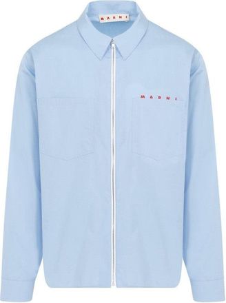 Marni Logo Zip Shirt - Light Blue