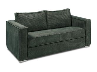 Vente-Unique Sof&aacute; cama de 4 plazas expr&eacute;s de pana verde abeto con asiento viscoel&aacute;stico - Cama 160 cm - Colch&oacute;n 18 cm LORETO