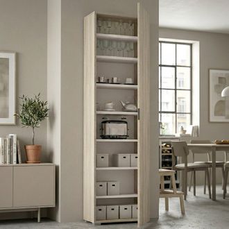 Dmora Dmora Armario Multiusos Fiordaliso, Mueble Lineal Con 1 Puerta Y 7 Baldas, Columna De Entrada O Ba&ntilde;o, Zapatero Moderno, 100% Made In Italy, Cm 50x30h1
