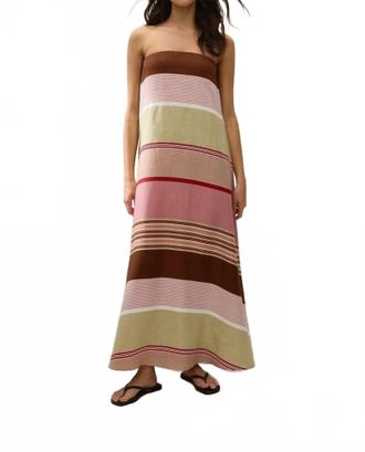 Faithfull The Brand Yolina Strapless Maxi Dress In Barragan Stripe Dusty Mauve