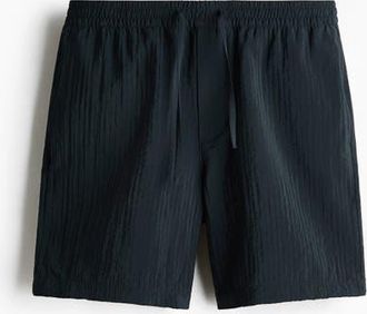 H&M Relaxed Fit Textured Shorts in Black at Nordstrom, Size Xx-Large