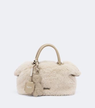 Max Mara Small leather-trimmed teddy top-handle bag