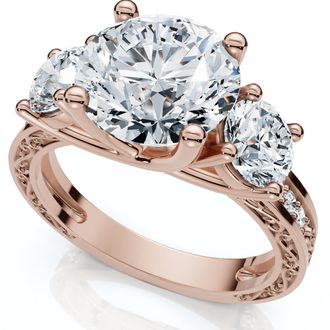 Pompeii3 Certified 3.40Ct Round Cut Diamond Engagement Ring 14k Gold Lab Grown