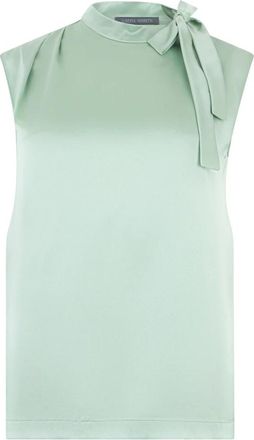 Alberta Ferretti Blouse met korte mouwen en zijden knoop - Dames - Tops zonder mouwen - Groen - S - Tops