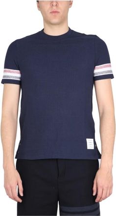 Thom Browne Gestreept T-shirt met ronde hals - Heren - T-shirts - Blauw - XL - Katoen - Tops