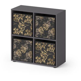 Vicco Separador De Ambientes Tetra, Negro, 72.6 X 72 Cm Con 4 Cajas Plegables Opc.1 Vicco