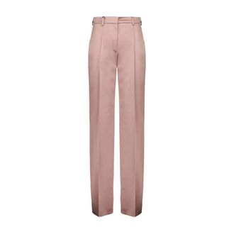 Balmain Pink Satin Straight-Leg Trousers - female - Balmain - Straight Trousers - Pink - S - Trousers