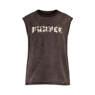 Purple Sleeveless Tops, male, Brown, Size: 2XL Textured Jersey Sleeveless