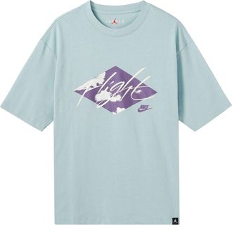 Nike Jordan Mens Air Jordan Clouds Alphabet Printing Casual Round Neck Short Sleeve Blue T-Shirt DO8897-366