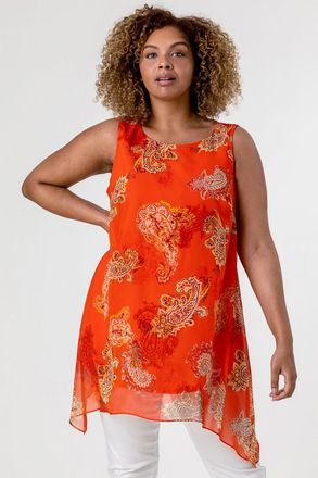 Roman Paisley Print Chiffon Tunic Vest Top