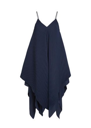 J.W.Anderson Pleated Asymmetric Chiffon Midi Dress - Navy - 10 (UK10 / S)