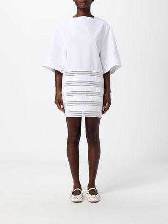 Alaia Perforated Cotton Poplin Mini Tunic with Short Sleeves