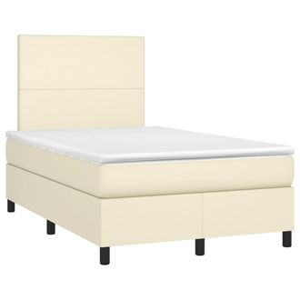 vidaXL Cama Box Spring Con Colch&oacute;n Cuero Sint&eacute;tico Crema 120x200 Cm Vidaxl