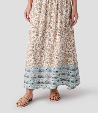 Elan Whimsy Print Maxi Skirt In Blue