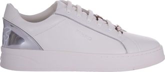 Pinko Low-top White Sneakers with Metallic Silver Accents