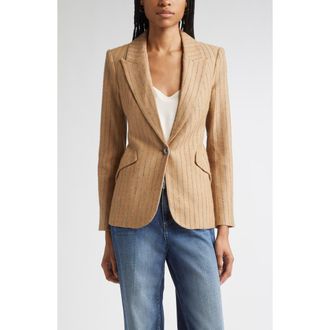 L'agence Chamberlin Charcoal Stripe Blazer in Tan Charcoal Stripe at Nordstrom, Size 0