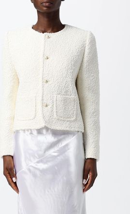 Celine Cropped Silk and Wool Blend Blazer with Crewneck