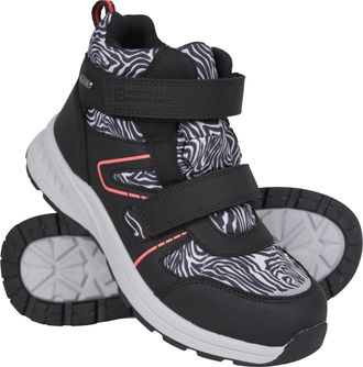 Mountain Warehouse Jupiter Kids Adaptive Waterproof Walking Boots - Trainer Shoes with Adjustable Straps for Boys & Girls Monochrome Junior Shoe Size 4