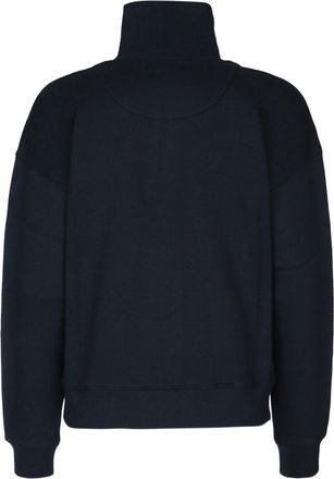 Maison Kitsun&eacute; Womens Half-Zip Cotton Sweatshirt Navy Monoensemble Sweater