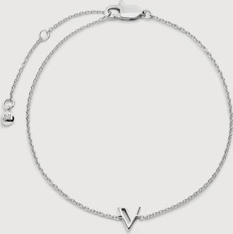 Monica Vinader Sterling Silver Initial V Chain Bracelet