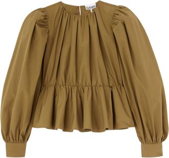 Ganni Blusa a peplo - - Blouses & Shirts - Donna - Verde - XS