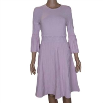 Lela Rose Womens Pleated Long Sleeve Fit & Flare Dress In Lavender