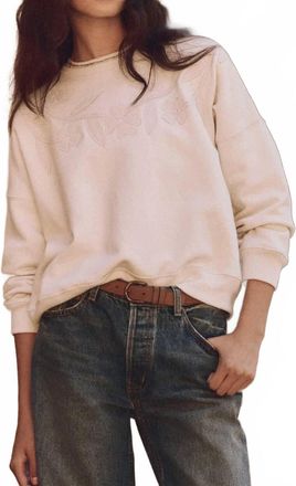 The Great. Floral Applique Teammate Sweatshirt In Washed White