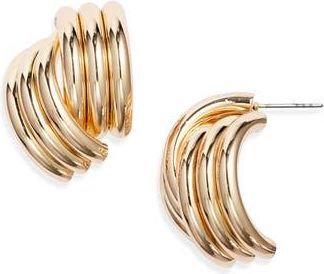 Open Edit Ribbed Metal Earrings in Gold at Nordstrom Rack