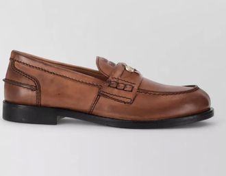 Miu Miu leather penny strap loafers round toe