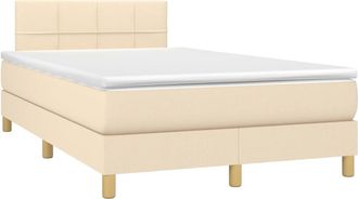 vidaXL Cama Box Spring Con Colch&oacute;n Y Led Tela Crema 120x200 Cm Vidaxl