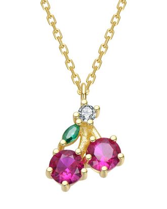 Rachel Glauber 14K Plated CZ Pendant Necklace