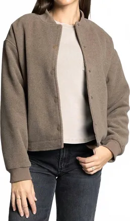 Thread & Supply Sadie Sporty Bomber Jacket In Walnut