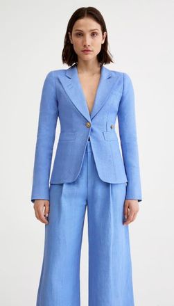 Smythe Linen Classic Duchess Blazer in Periwinkle Linen at Nordstrom, Size 10