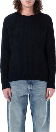 Sunflower Truien & Vesten, Heren, Blauw, M, Katoen, Gezellige Gebreide Crewneck Sweater